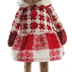 Standing Girl Reindeer Bobble Body Christmas Ornament Christmas Figurines|