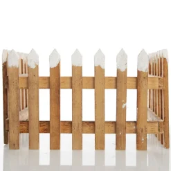 Tall Snow Capped Natural Wooden Picket Fence Christmas Tree Skirts|
