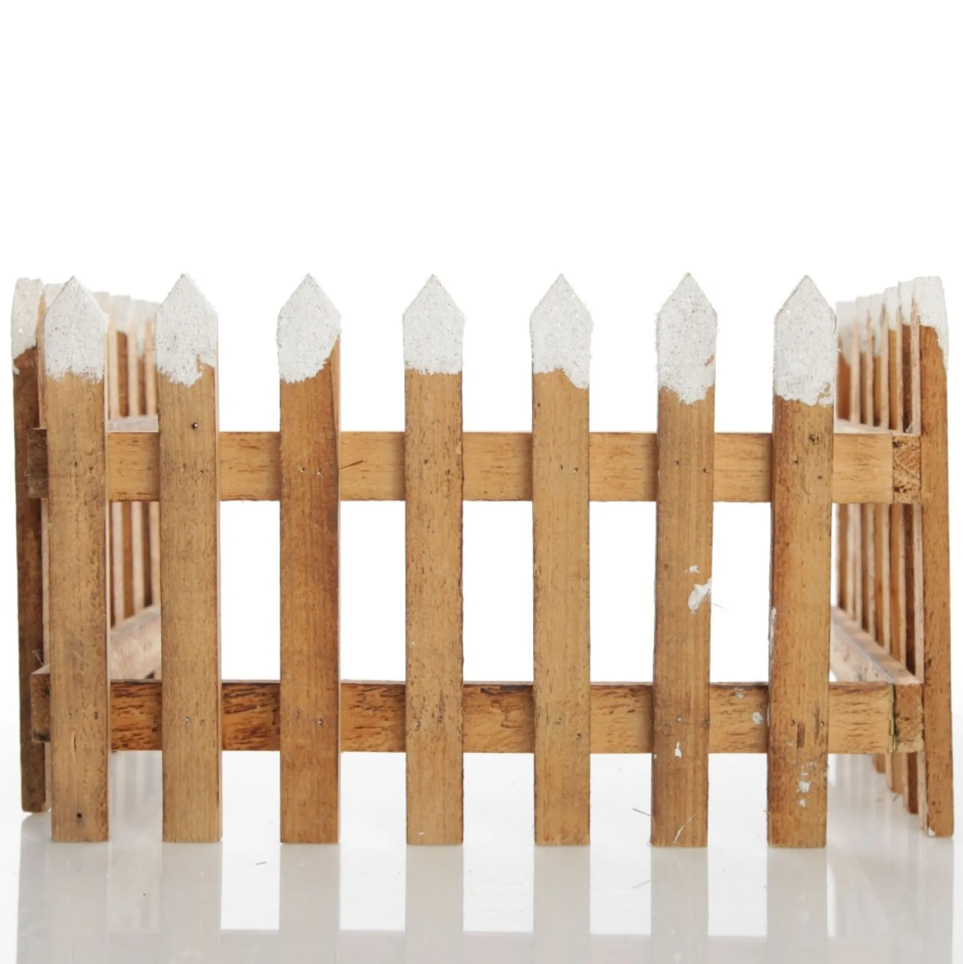 Tall Snow Capped Natural Wooden Picket Fence Christmas Tree Skirts|