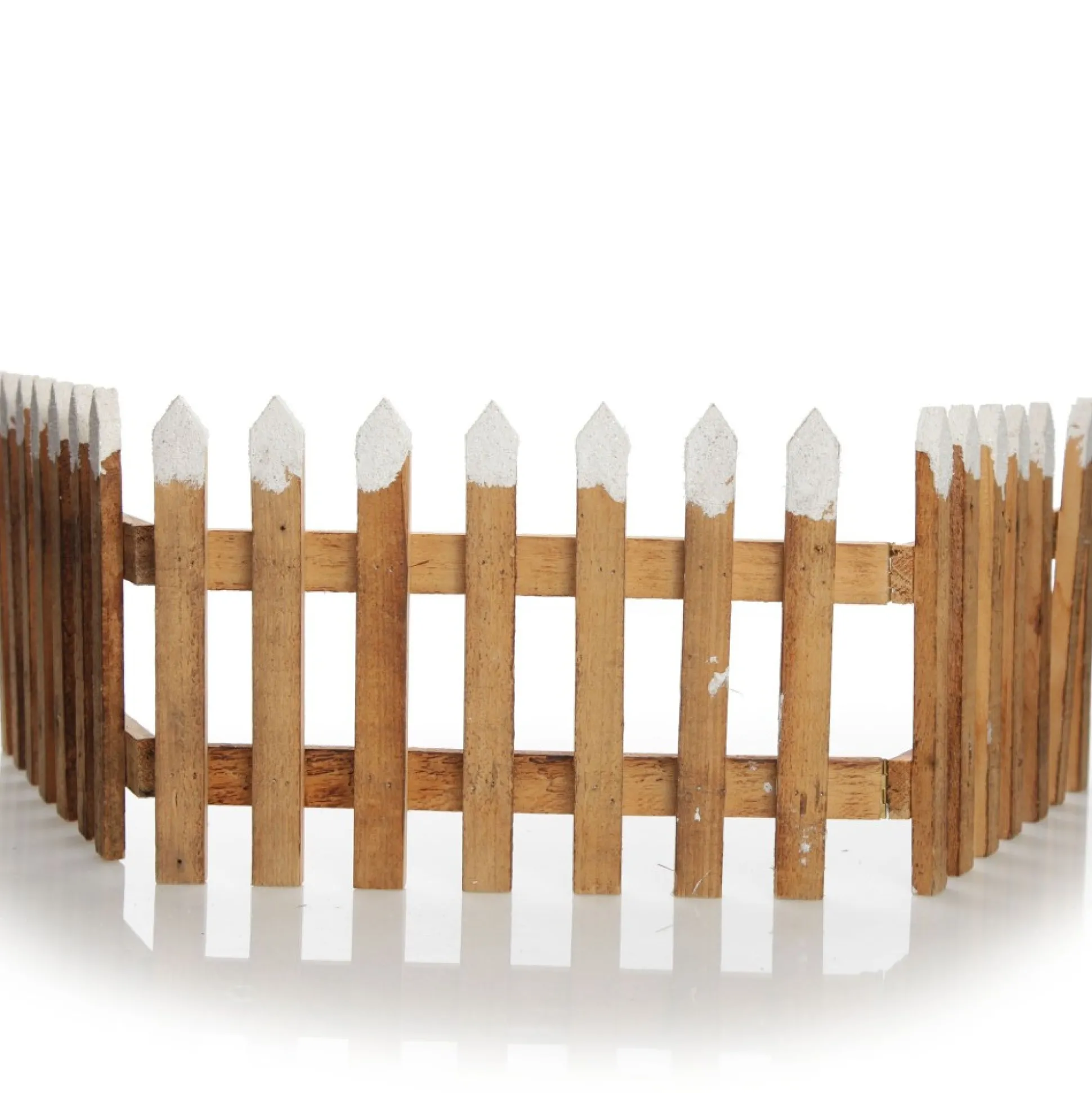 Tall Snow Capped Natural Wooden Picket Fence Christmas Tree Skirts|