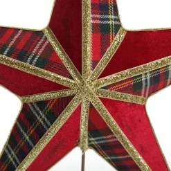 Tartan and Gold Trim 3D Star Christmas Tree Topper Tree Toppers|