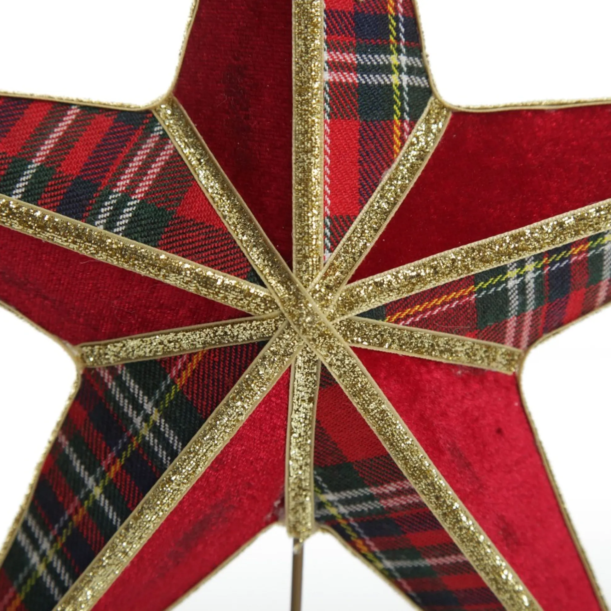 Tartan and Gold Trim 3D Star Christmas Tree Topper Tree Toppers|