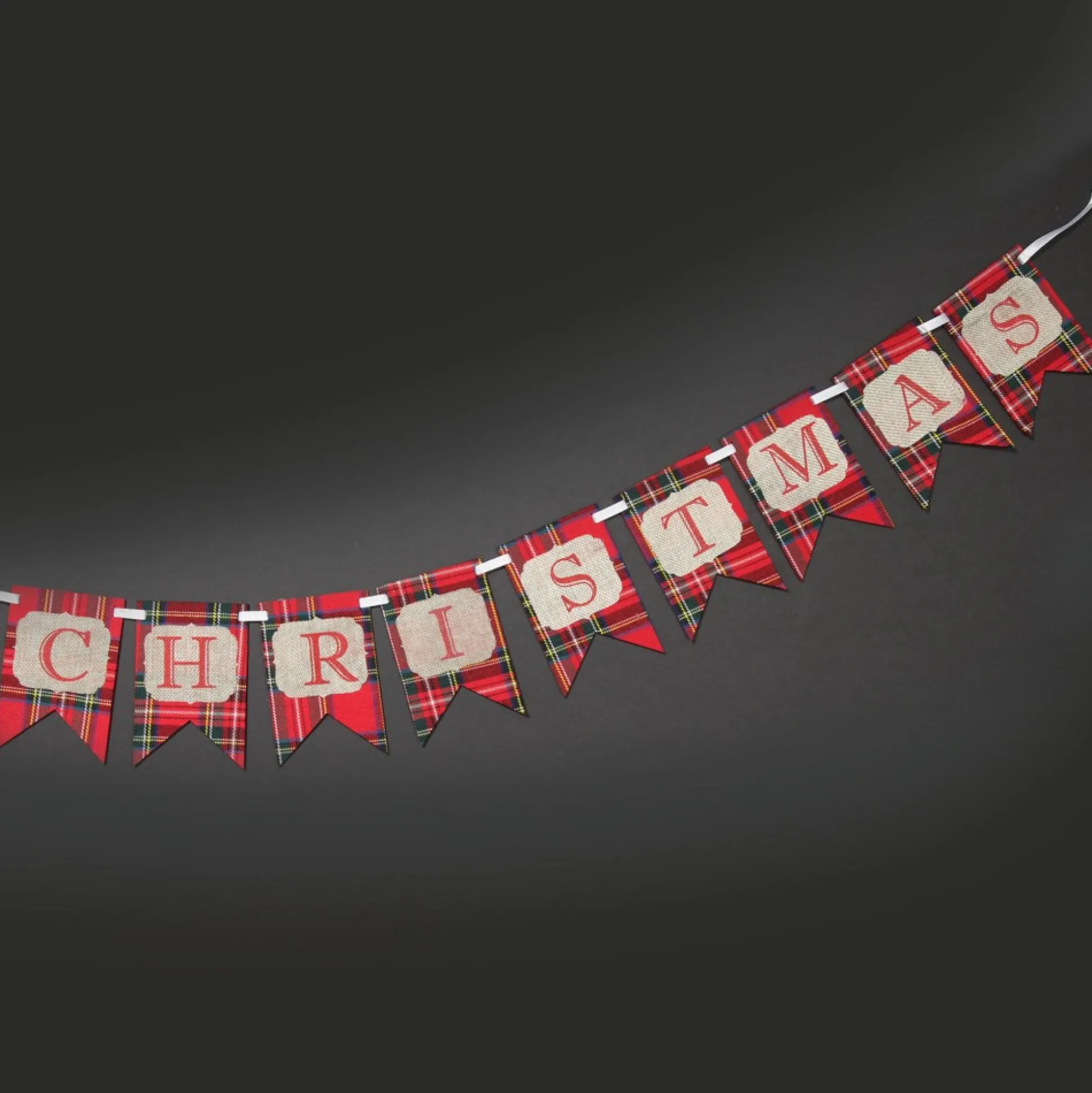 Tartan Merry Christmas Bunting Wall Hangings And Signs|