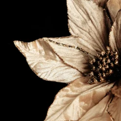 Taupe Flower Stem Glitter Ball Centre Christmas Flowers|