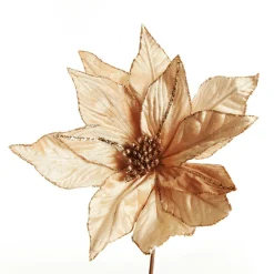 Taupe Flower Stem Glitter Ball Centre Christmas Flowers|