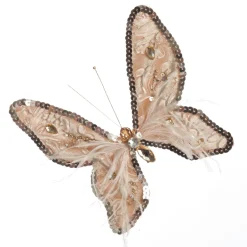 Taupe Sequin and Jewel Butterfly Clip Butterflies And Birds|