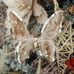Taupe Sequin and Jewel Butterfly Clip Butterflies And Birds|