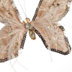 Taupe Sequin and Jewel Butterfly Clip Butterflies And Birds|