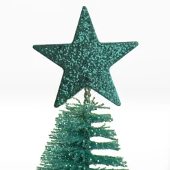 Teal Bottle Brush Tree - Small Set of 2 Table Top Christmas Trees|