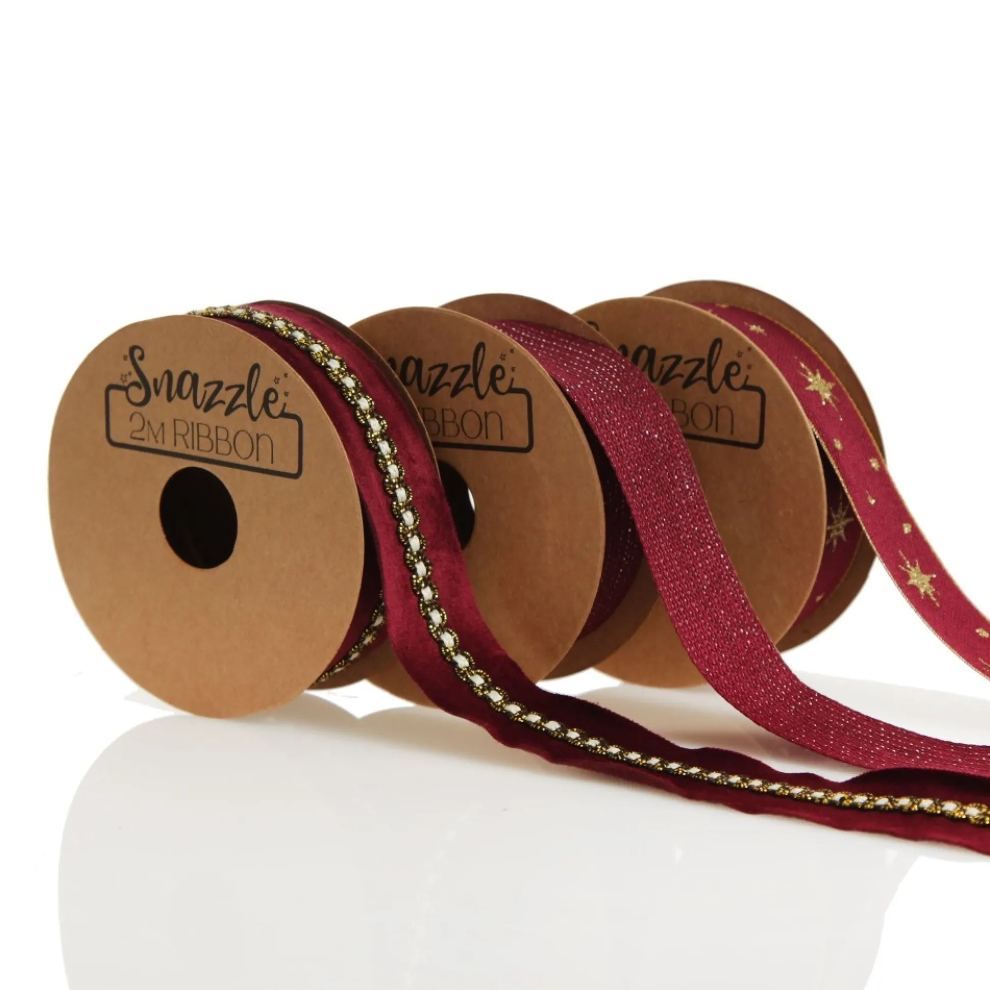 Three Assorted Burgundy and Gold Ribbons Ribbons|