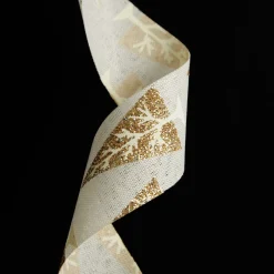 Three Assorted Ivory and Champagne Braid and Glitter Christmas Ribbons Ribbons|
