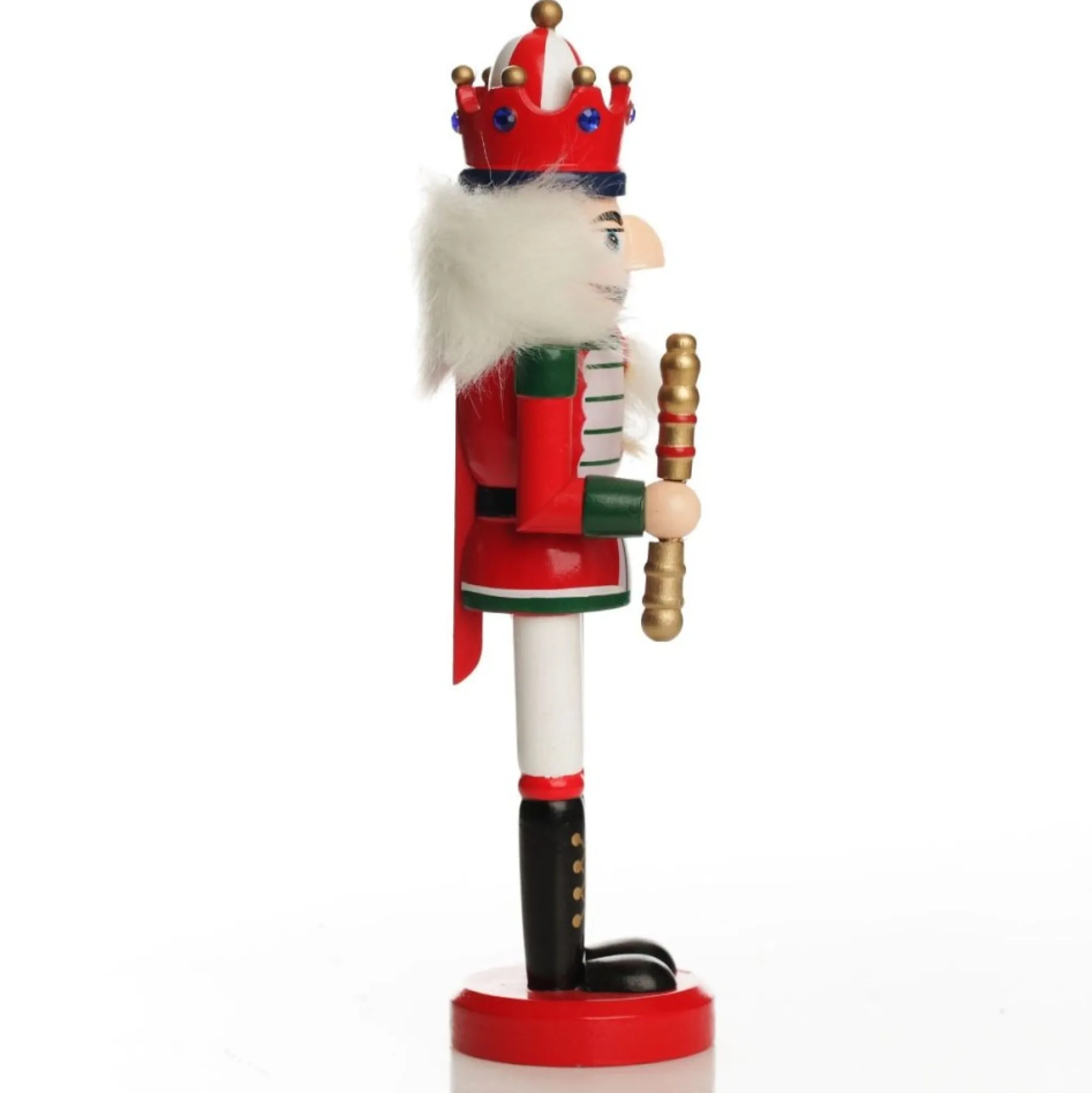 Traditional Christmas Wooden Nutcracker Soldier Ornament with Baton - Medium Christmas Nutcrackers|