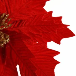 Traditional Red Velvet Poinsettia Flower Stem Christmas Flowers|