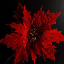 Traditional Red Velvet Poinsettia Flower Stem Christmas Flowers|