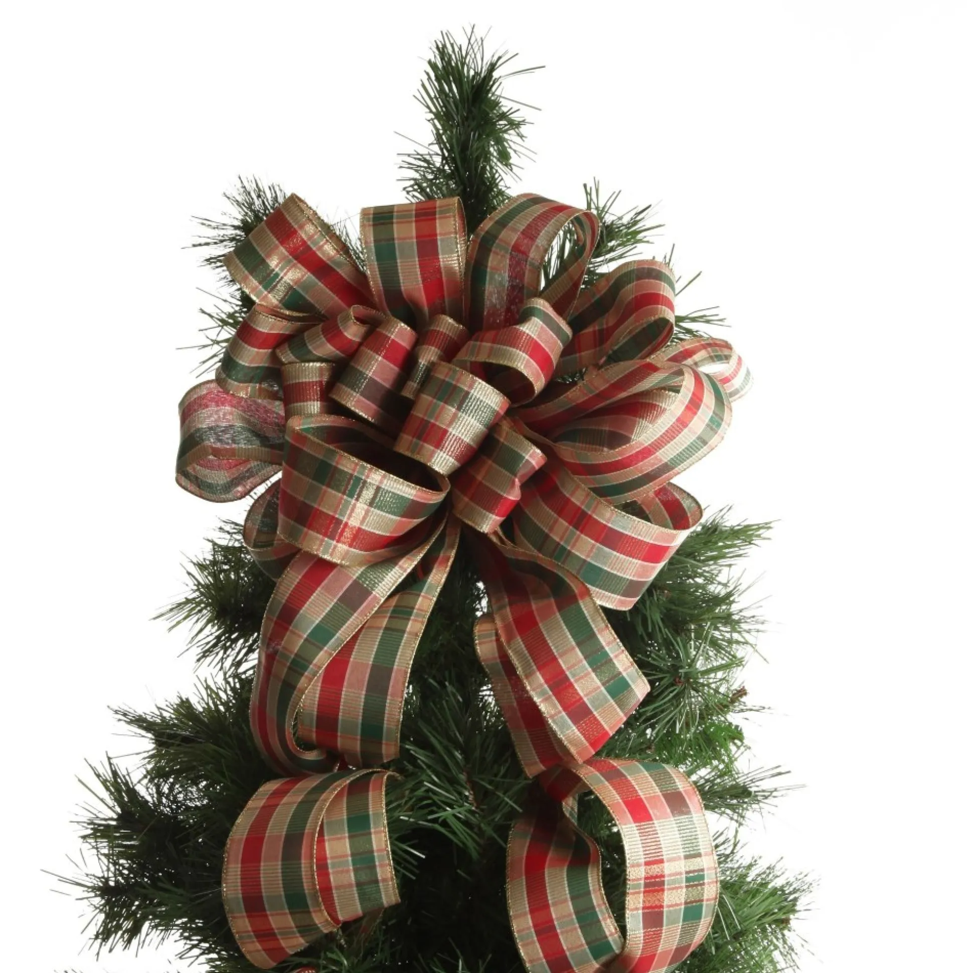 Traditional Tartan Deluxe Tree Topper Bow with Streamers Tree Toppers|
