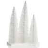 Trio of White Table Top Christmas Trees on Wooden Base Table Top Christmas Trees|