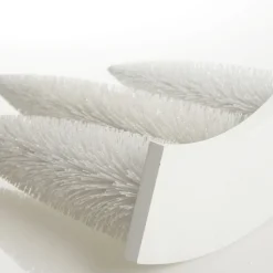 Trio of White Table Top Christmas Trees on Wooden Base Table Top Christmas Trees|