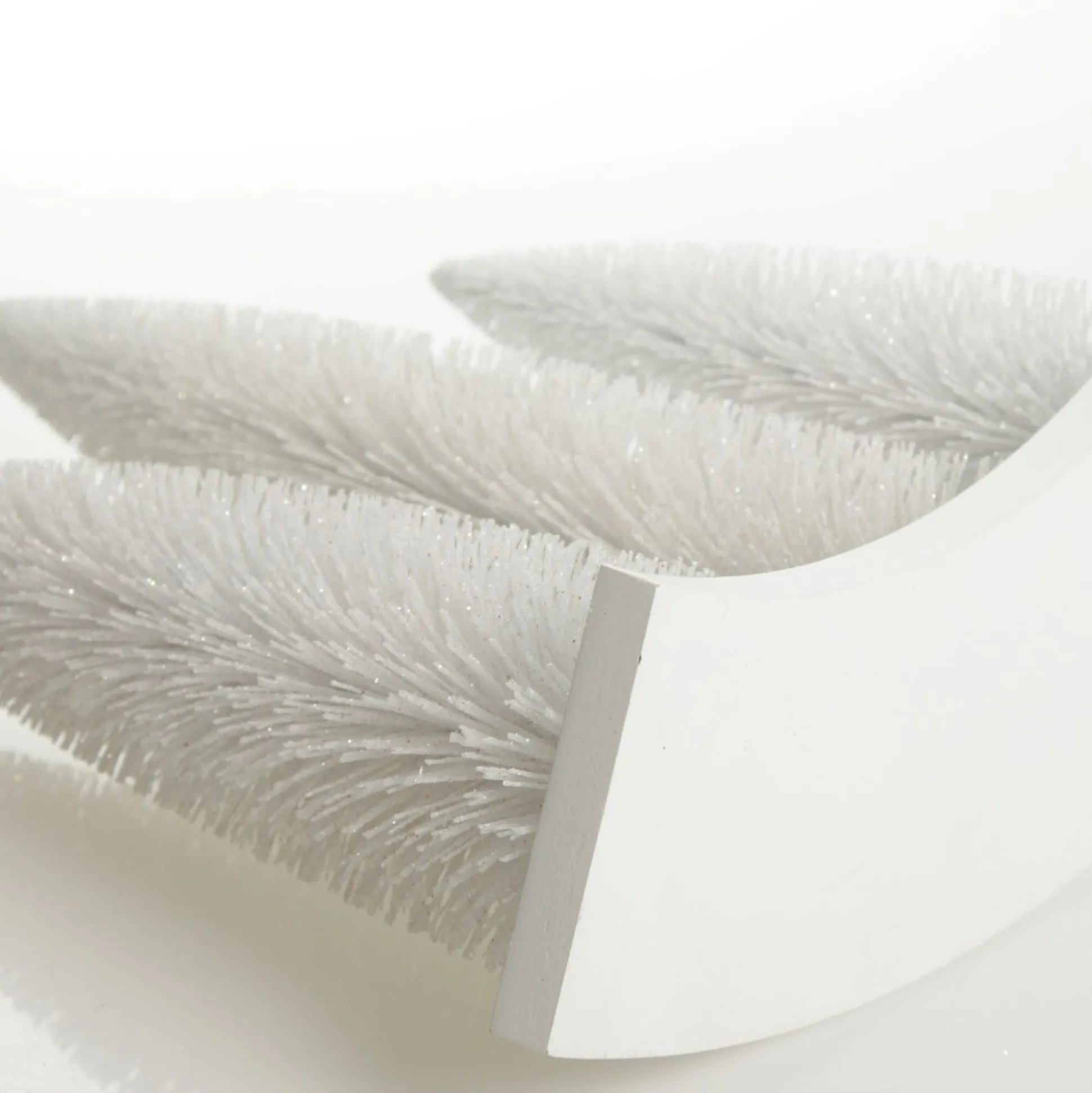 Trio of White Table Top Christmas Trees on Wooden Base Table Top Christmas Trees|