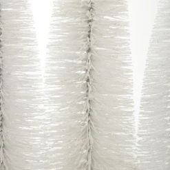 Trio of White Table Top Christmas Trees on Wooden Base Table Top Christmas Trees|