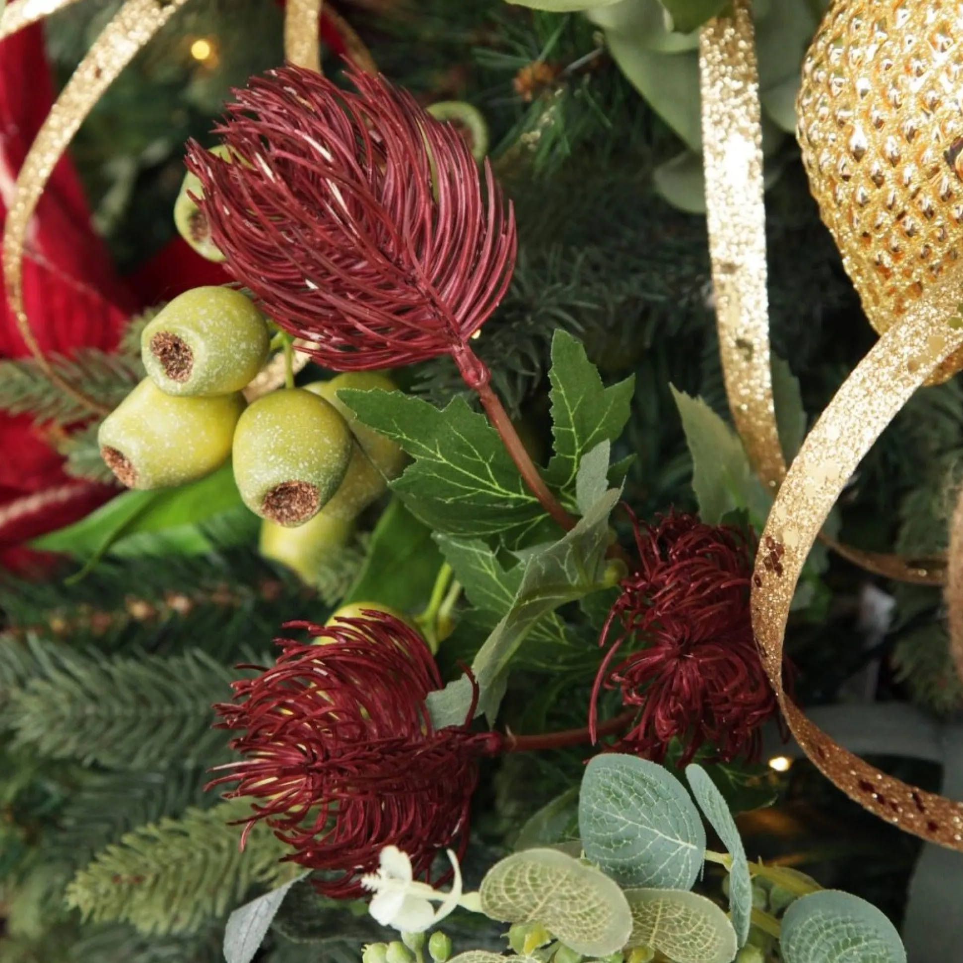 Triple Head Red Banksia Spray Christmas Flowers|