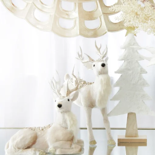 Velvet Pink Deer with Jewels - Standing with Head Back Christmas Birds And Animals|