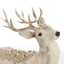 Velvet Pink Deer with Jewels - Standing with Head Back Christmas Birds And Animals|