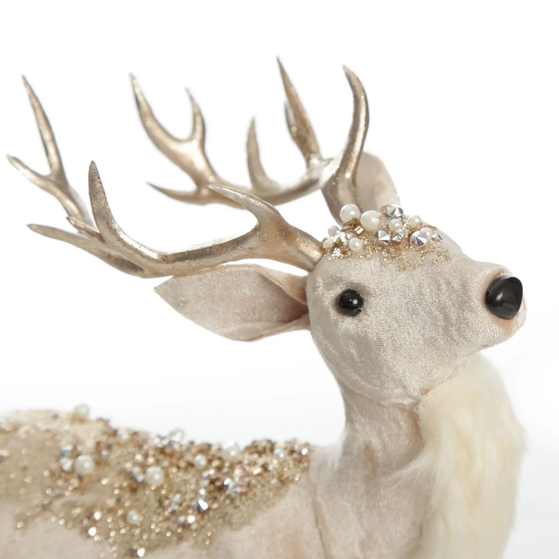Velvet Pink Deer with Jewels - Standing with Head Back Christmas Birds And Animals|