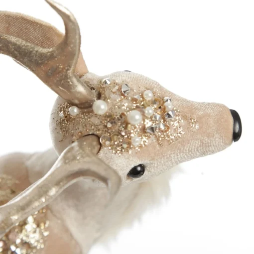 Velvet Pink Deer with Jewels - Standing with Head Back Christmas Birds And Animals|