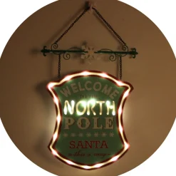 Vintage Lightup Welcome to the North Pole Sign Wall Hangings And Signs|