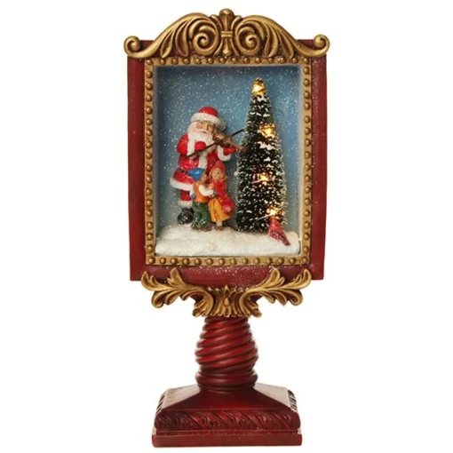 Violin Santa Window Box Lightup Ornament Light-Up Scenes And Ornaments|