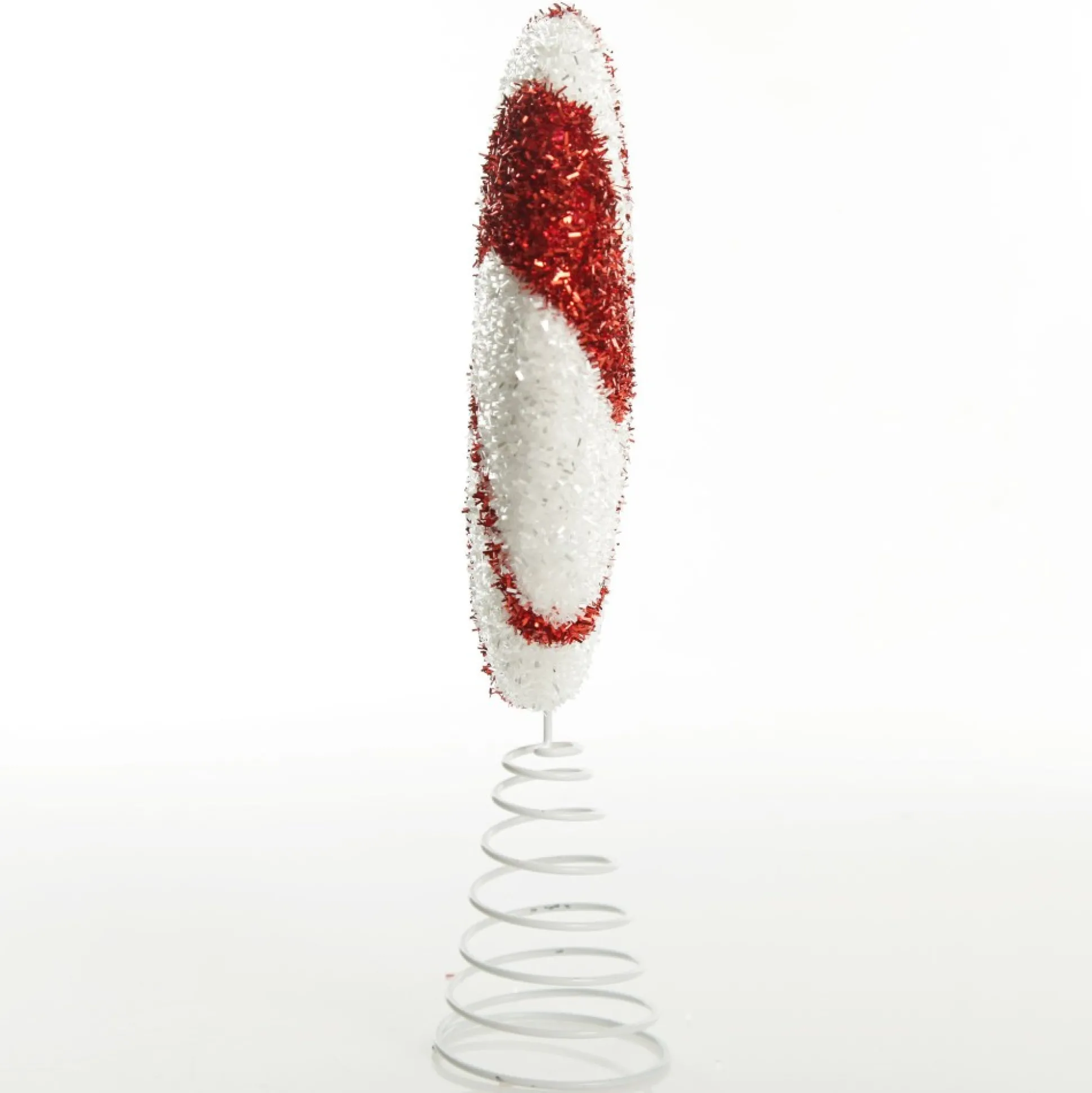 White and Red Tinsel Peppermint Swirl Tree Topper Tree Toppers|