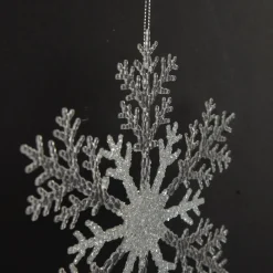 White and Silver Glitter Snowflake Tree Decoration Snowflakes And Stars|
