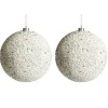 White Beaded Christmas Bauble - Set of 2 Decorative Christmas Baubles|