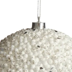 White Beaded Christmas Bauble - Set of 2 Decorative Christmas Baubles|