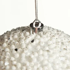 White Beaded Christmas Bauble - Set of 2 Decorative Christmas Baubles|