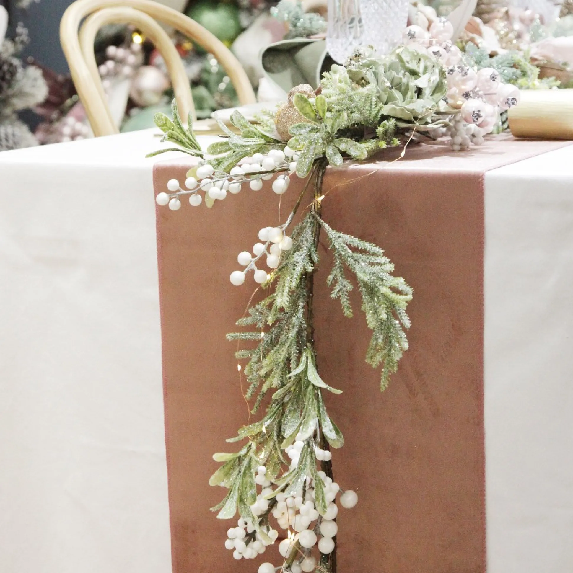 White Berry and Frosted Leaf Christmas Garland Christmas Garlands|