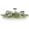 White Berry and Frosted Leaf Christmas Table Centrepiece Candle Holder Christmas Table Centrepieces|