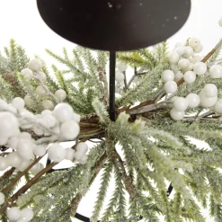 White Berry and Frosted Leaf Christmas Table Centrepiece Candle Holder Christmas Table Centrepieces|