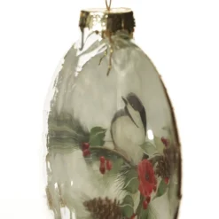 White Christmas Bird Glass Disc Glass Hearts And Discs|