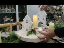 White Christmas Village House Candle Holder Light-Up Scenes And Ornaments|