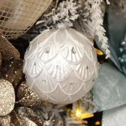 White Decorative Christmas Baubles - Set of 2 Christmas Bauble Sets|