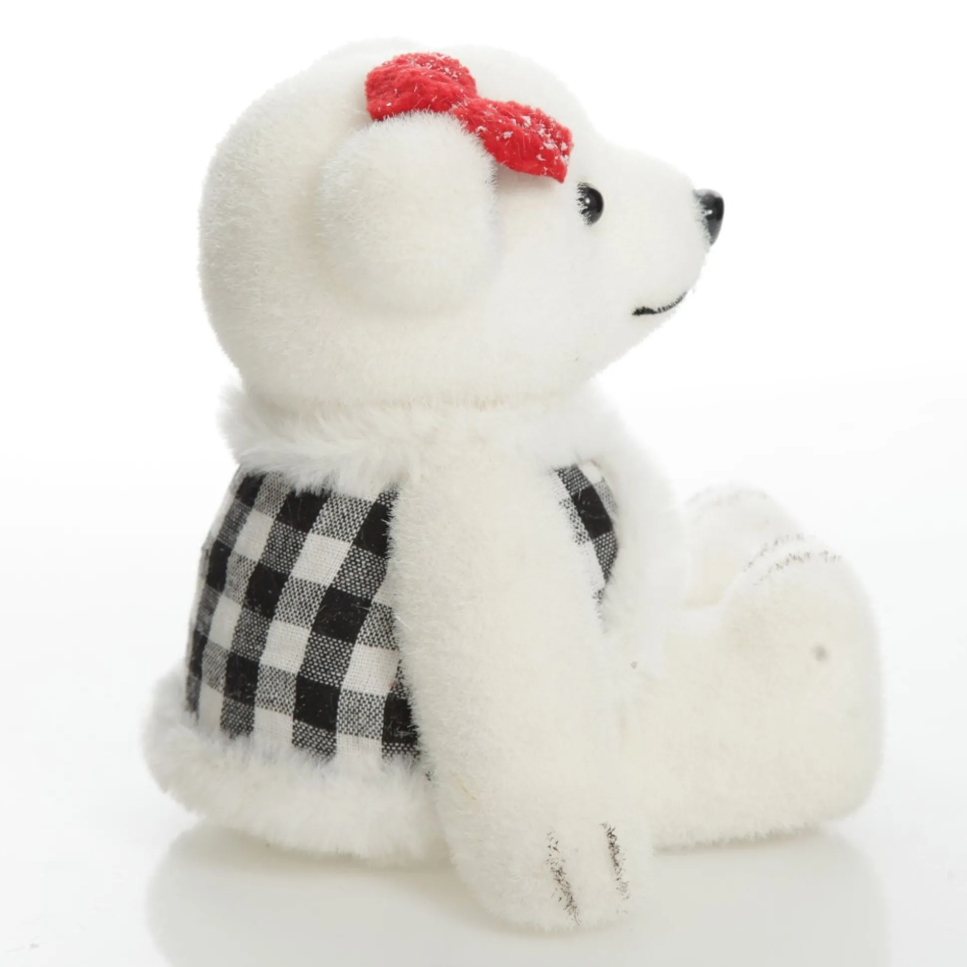 White Girl Polar Bear Cub Sitting with Red Bow Christmas Birds And Animals|