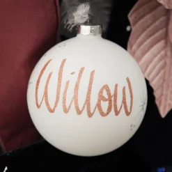 White Glass Personalised Christmas Bauble Personalised Baubles|