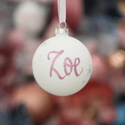 White Glass Personalised Christmas Bauble Personalised Baubles|