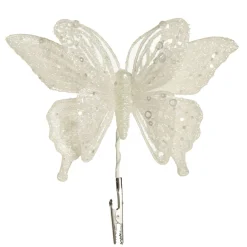 White Glitter and Sequin Butterfly Clip Butterflies And Birds|