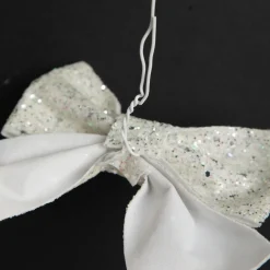 White Glitter Bow - Set of 2 Christmas Bells And Bows|