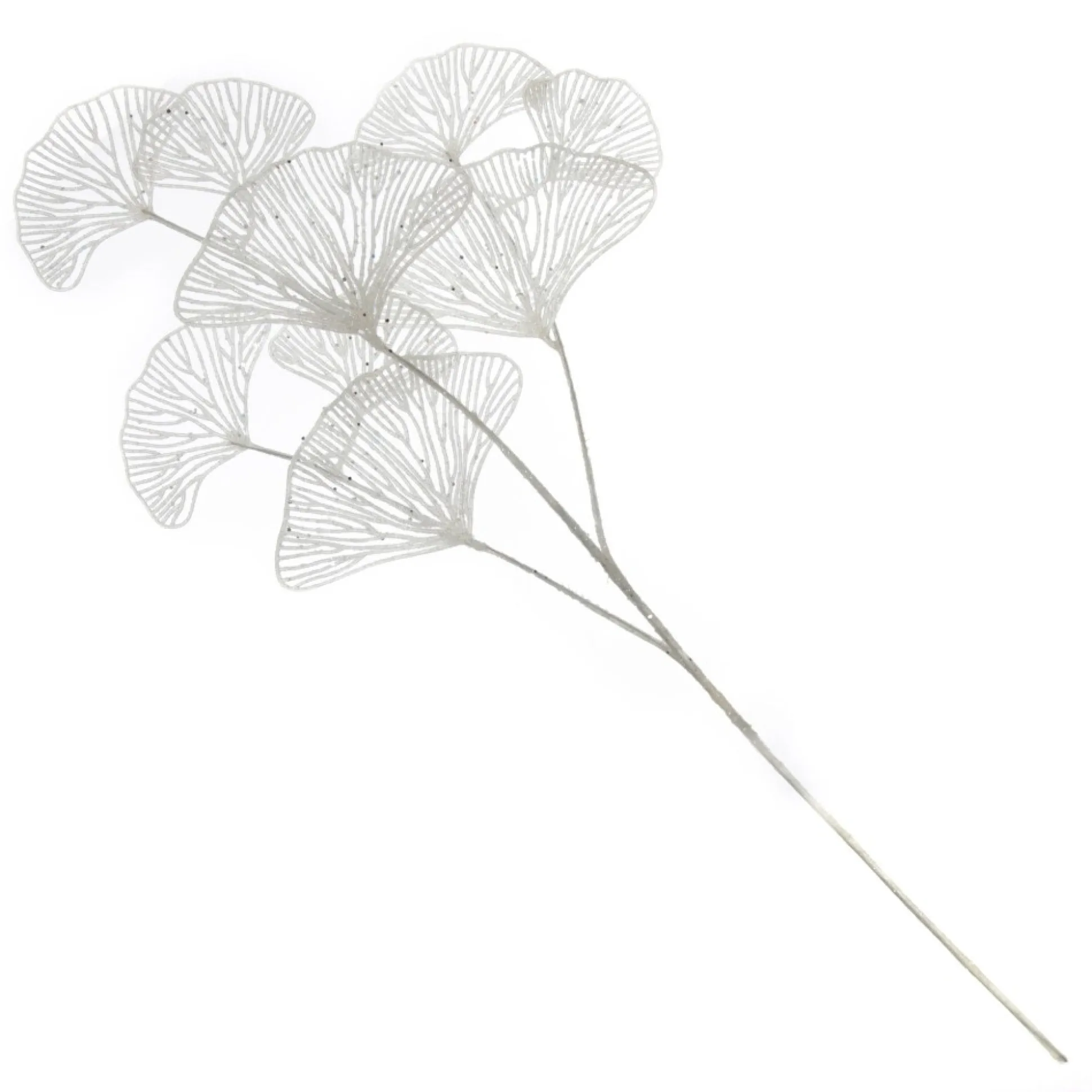 White Glitter Fan Coral Pick Christmas Sprays|
