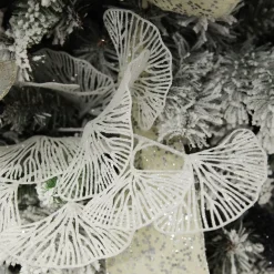 White Glitter Fan Coral Pick Christmas Sprays|