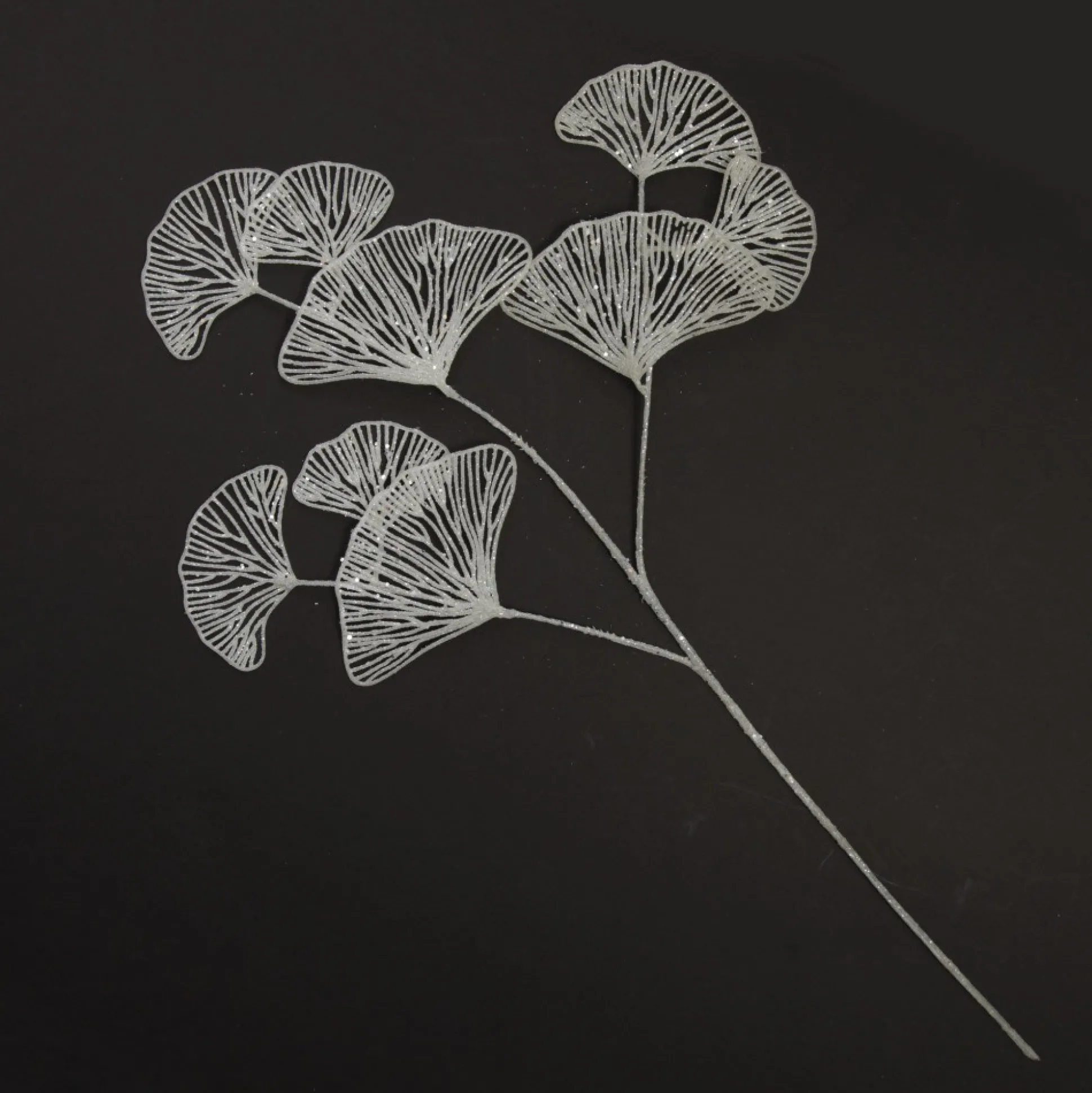 White Glitter Fan Coral Pick Christmas Sprays|