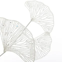 White Glitter Fan Coral Pick Christmas Sprays|